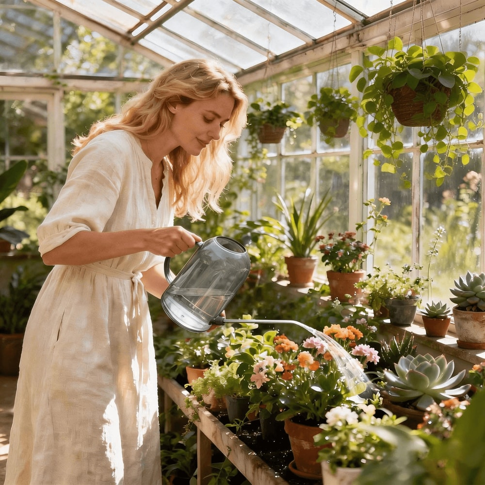 Indoor Plant Watering Can With Long Spout Measuring Mark Portable Garden Water Jug For Houseplants 1