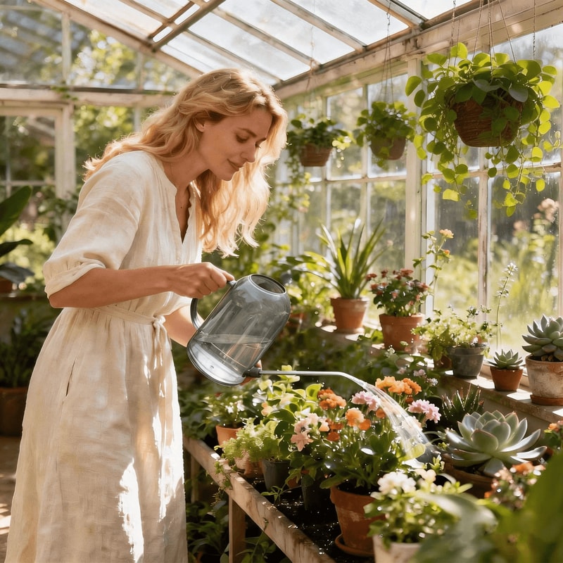 Indoor Plant Watering Can With Long Spout Measuring Mark Portable Garden Water Jug For Houseplants 1