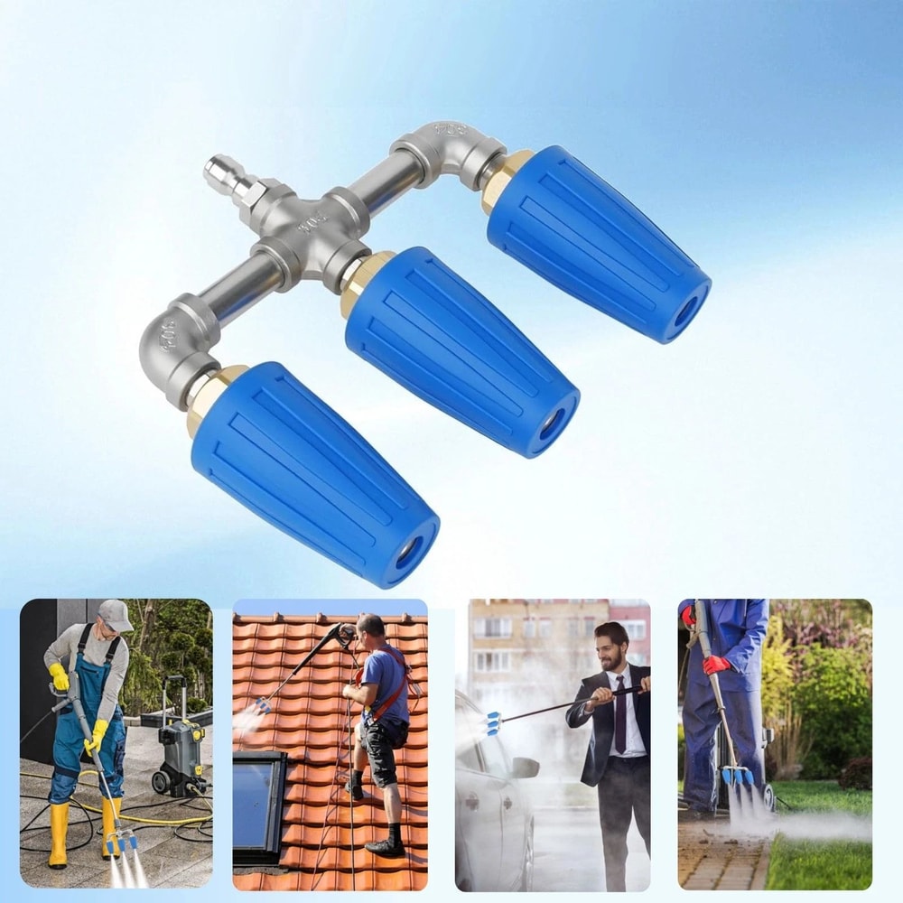 360 Rotating Pressure Washer Triple Turbo Nozzle PSI Quick Connect For Powerful Cleaning 6