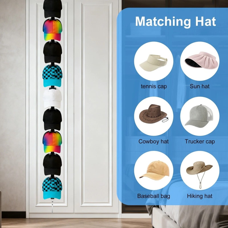 Adjustable Over Door Hat Rack Space Saving Cap Organizer With 10 Hooks 1