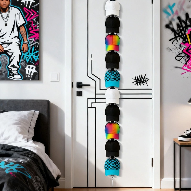 Adjustable Over Door Hat Rack Space Saving Cap Organizer With 10 Hooks 2