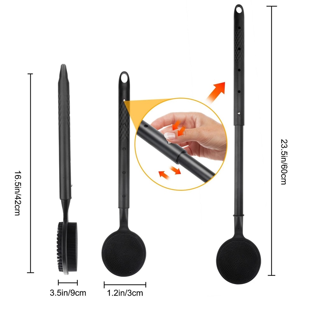 Telescopic Bath Brush For Shower Long Handle Exfoliating Back Scrubber 5