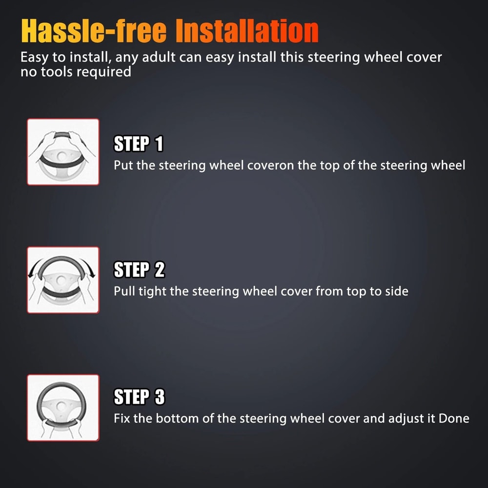 Leather Anti Slip Car Steering Wheel Cover Universal Black Accessories For Comfort And Grip 3