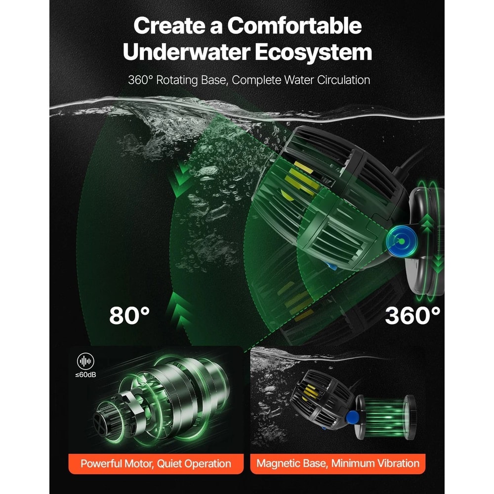 Aquarium Wave Maker Pump With Controller Magnetic Base GPH 9