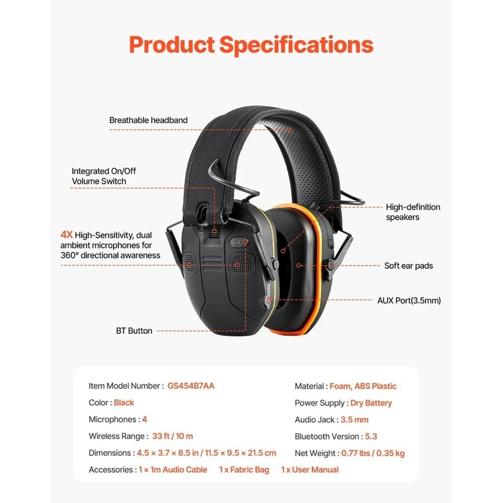 Bluetooth Hearing Protection Earmuffs Electronic Ear Muffs For Shooting Work And Yard Use 5