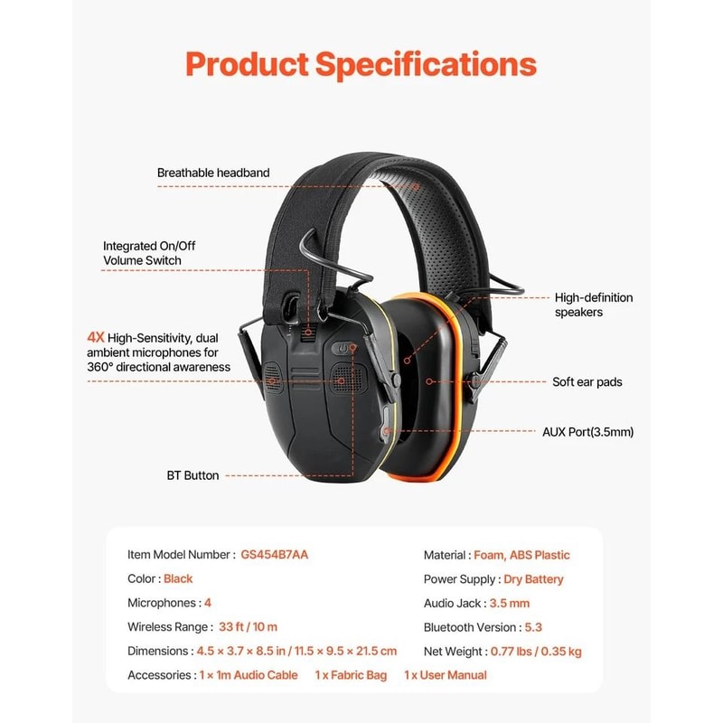 Bluetooth Hearing Protection Earmuffs Electronic Ear Muffs For Shooting Work And Yard Use 5