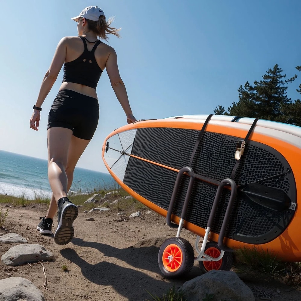 Kayak Cart With Rubber Wheels 150 Lb Paddle Board Cart 2