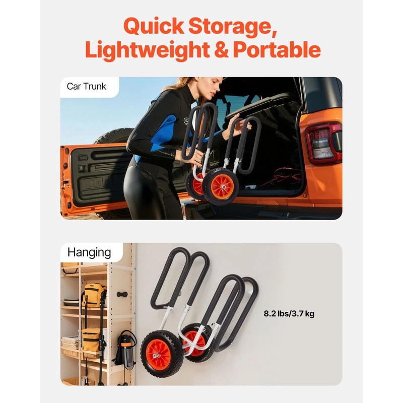 Kayak Cart With Rubber Wheels 150 Lb Paddle Board Cart 5