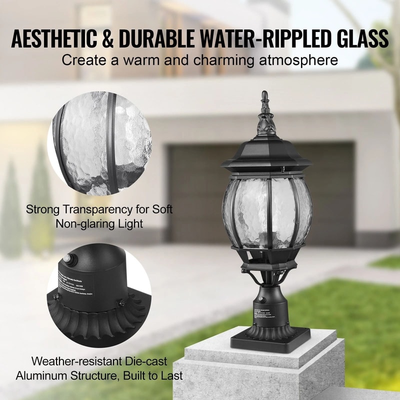 Dusk To Dawn Outdoor Post Light Fixture Waterproof Pier Mount Lamp Post Lights 5