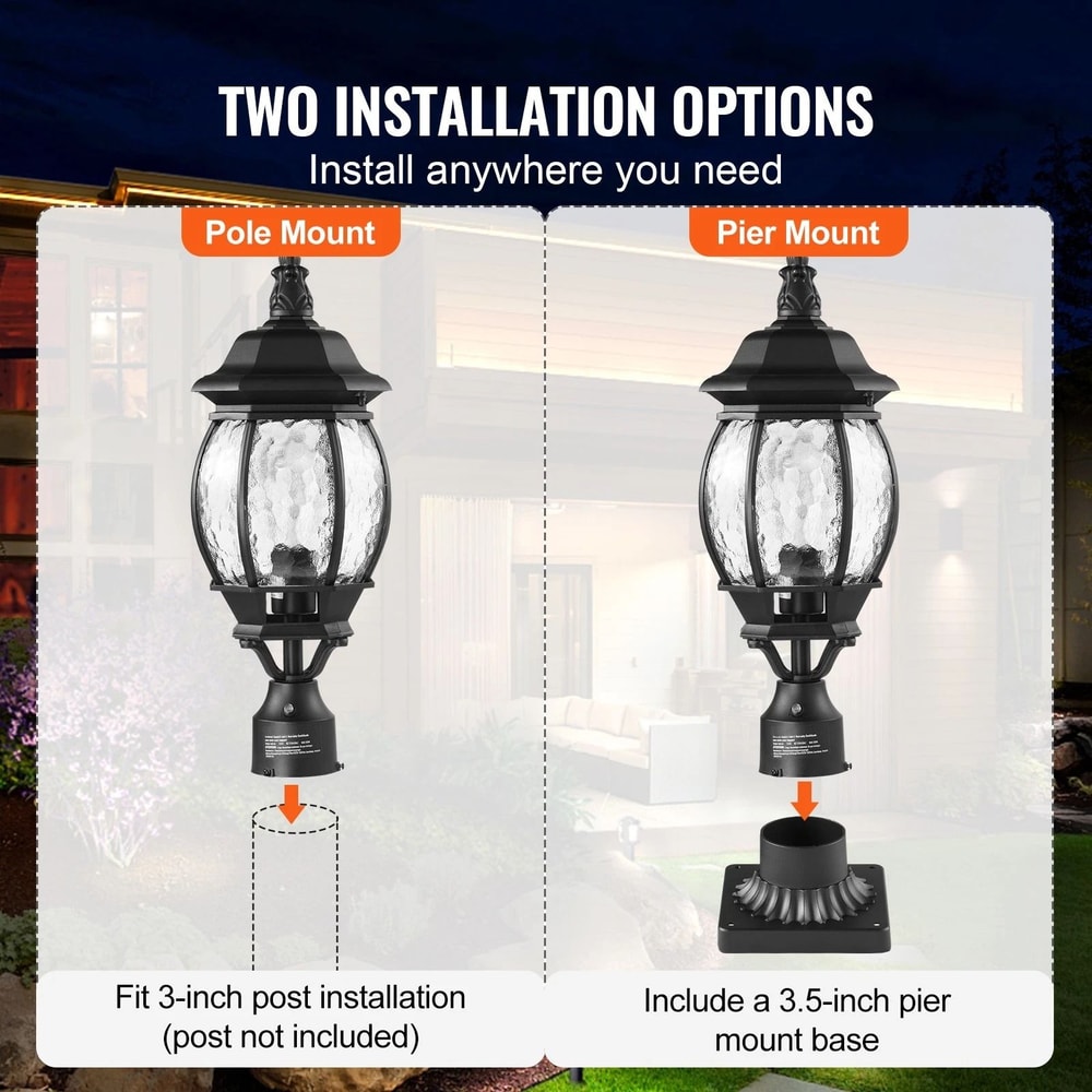 Dusk To Dawn Outdoor Post Light Fixture Waterproof Pier Mount Lamp Post Lights 6