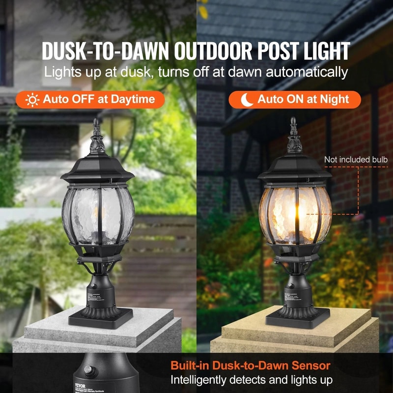 Dusk To Dawn Outdoor Post Light Fixture Waterproof Pier Mount Lamp Post Lights 9