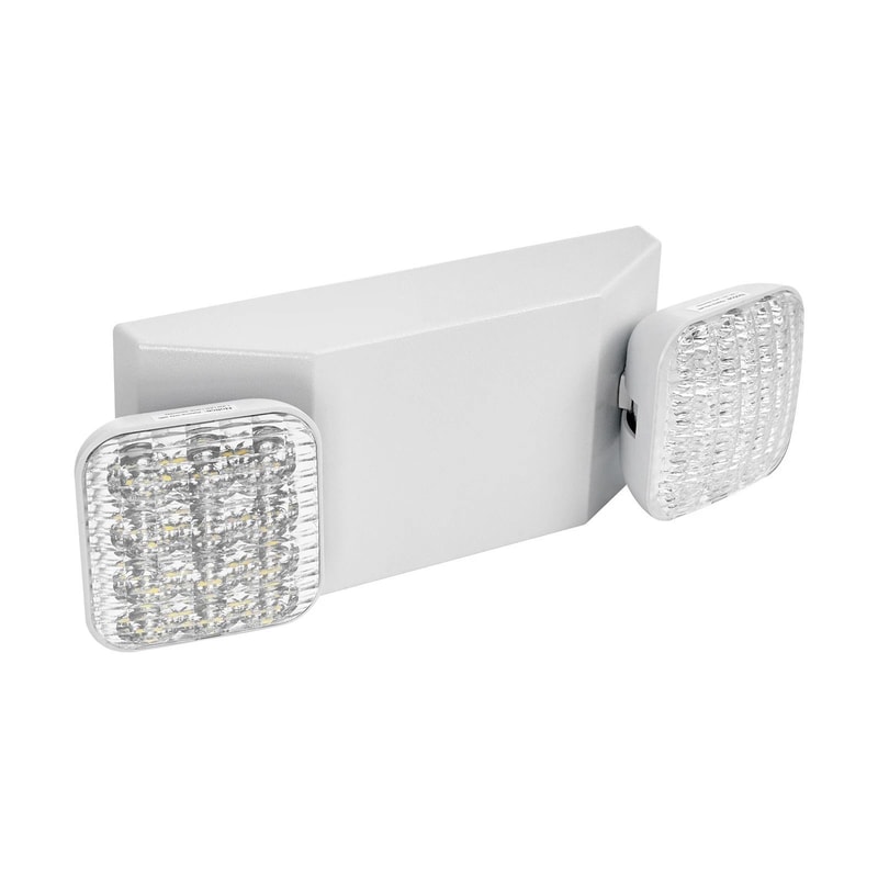 Commercial Emergency Lights With Battery Backup Dual Head Hardwired LED 0