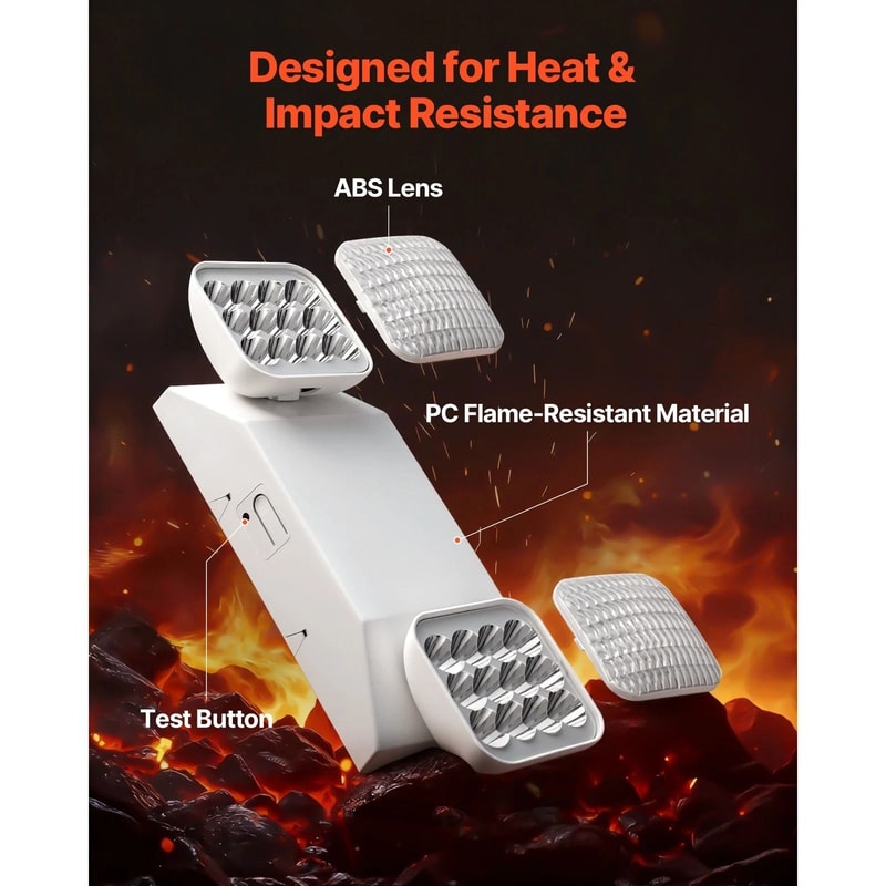 Commercial Emergency Lights With Battery Backup Dual Head Hardwired LED 6