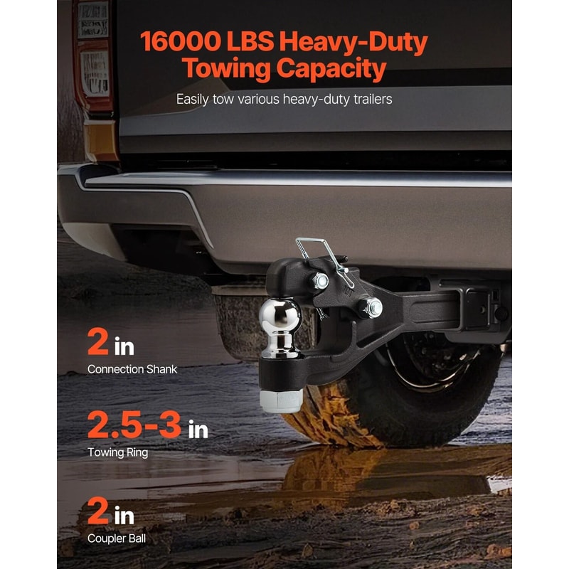 Heavy Duty Pintle Hitch For Receiver Hitch Lunette Ring Hitch 10