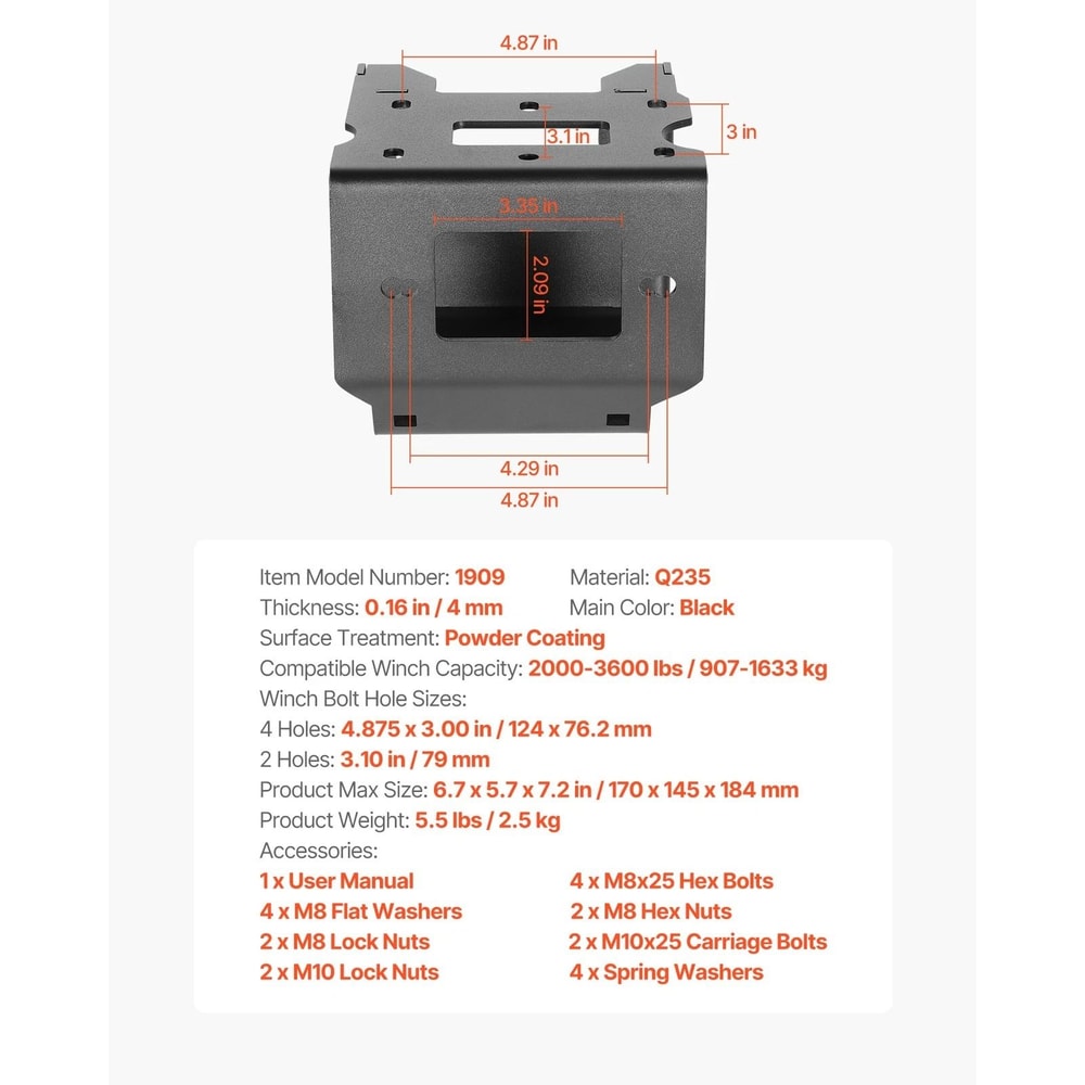 Polaris Sportsman Winch Mount Receiver Hitch Plate ATV Recovery Bracket 5