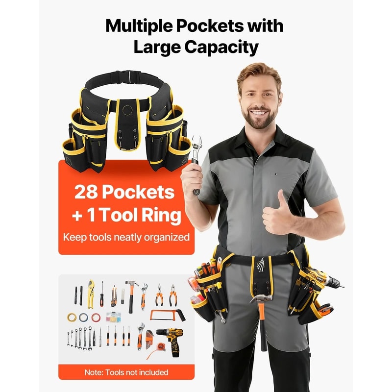 Magnetic Electrician Tool Belt With Pockets Heavy Duty Adjustable Work Belt 8