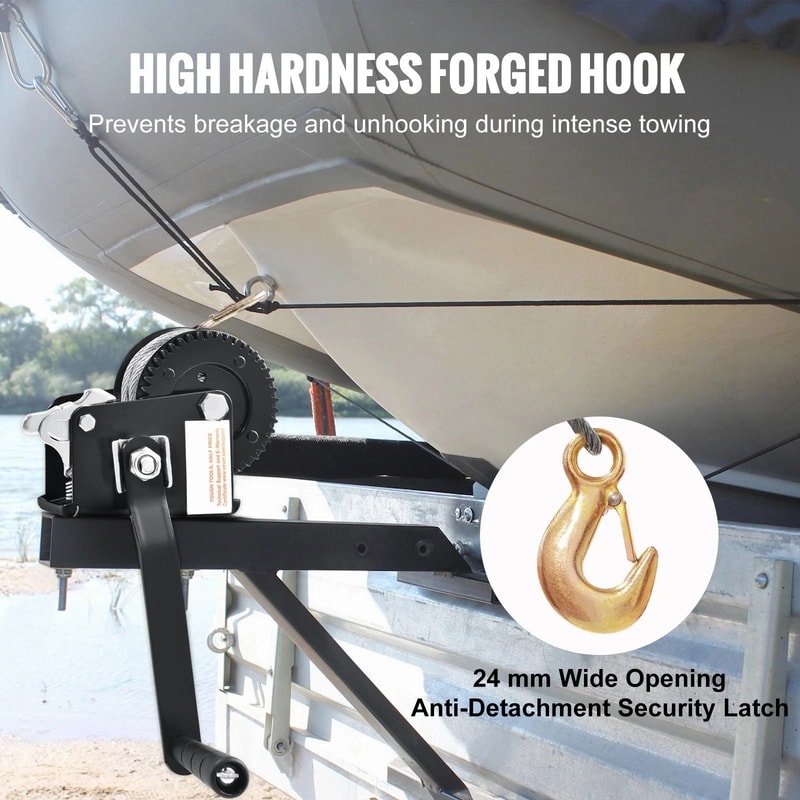 Boat Trailer Winch With Steel Cable Heavy Duty Hand Crank For ATV Towing 9