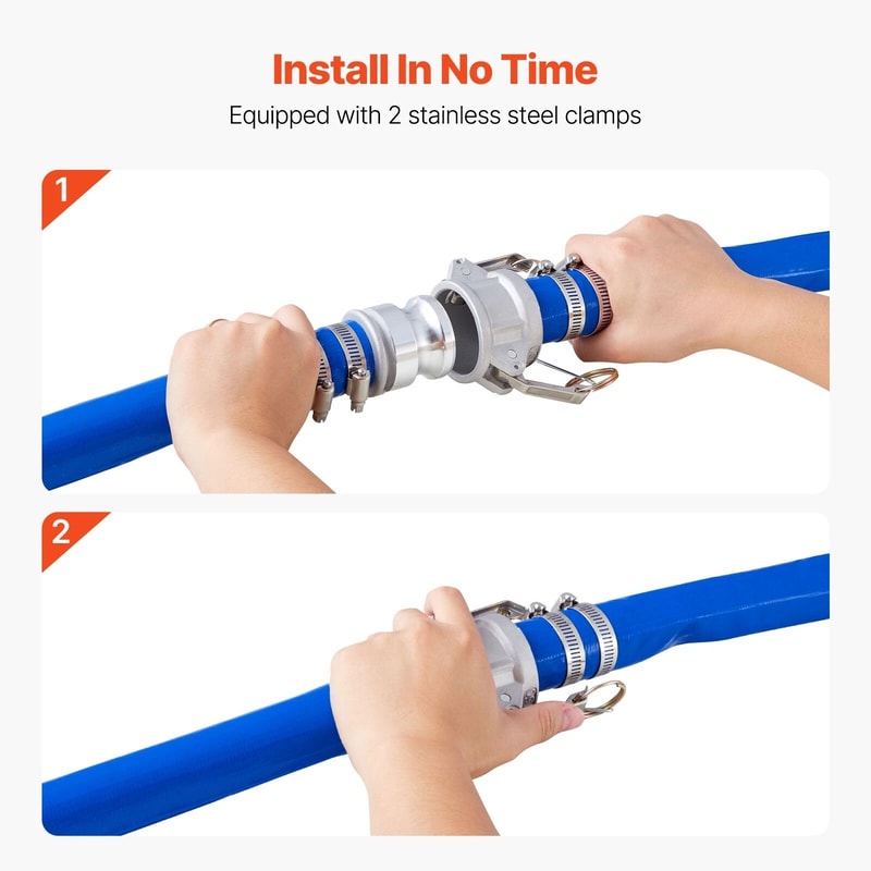 Pool Backwash Hose Blue PVC Discharge Hose With Fittings 8