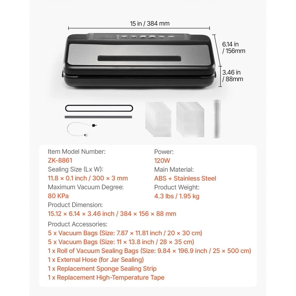 Vacuum Sealer Machine 80kPa Food Saver System With Bags And Cutter 3
