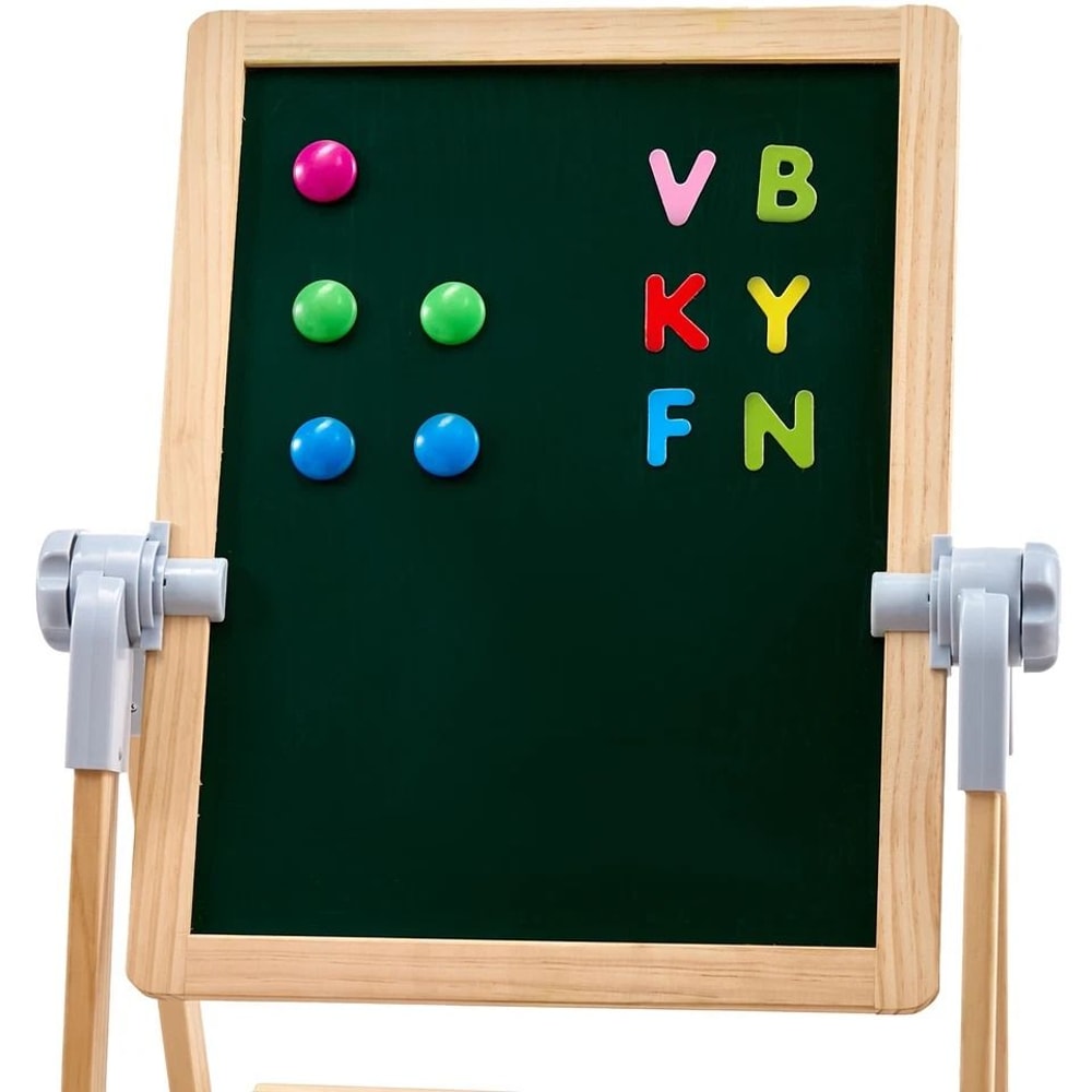 Wooden Kids Art Easel With Magnetic Whiteboard And Chalkboard DoubleSided Drawing Stand 5