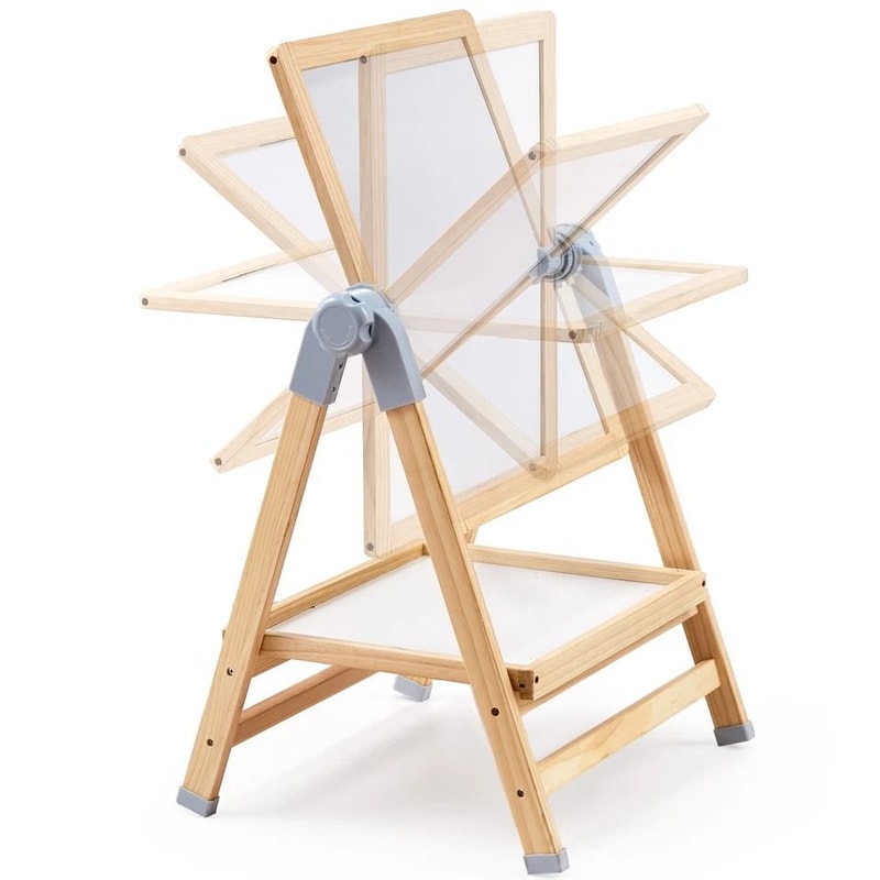Wooden Kids Art Easel With Magnetic Whiteboard And Chalkboard DoubleSided Drawing Stand 6