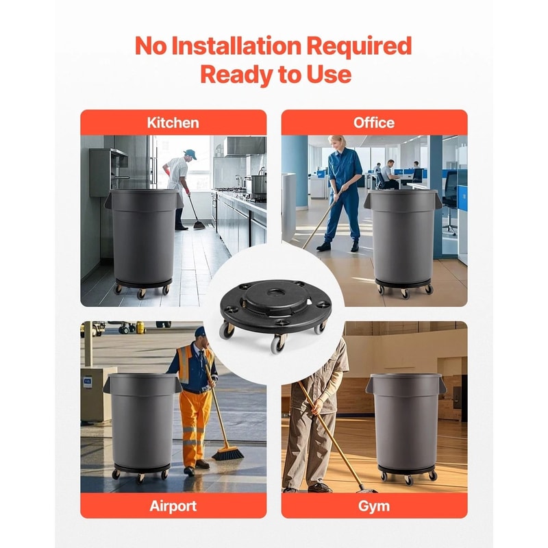 Heavy Duty Round Trash Can Dolly With Wheels For Gallon Bins 500 Lb Capacity 4