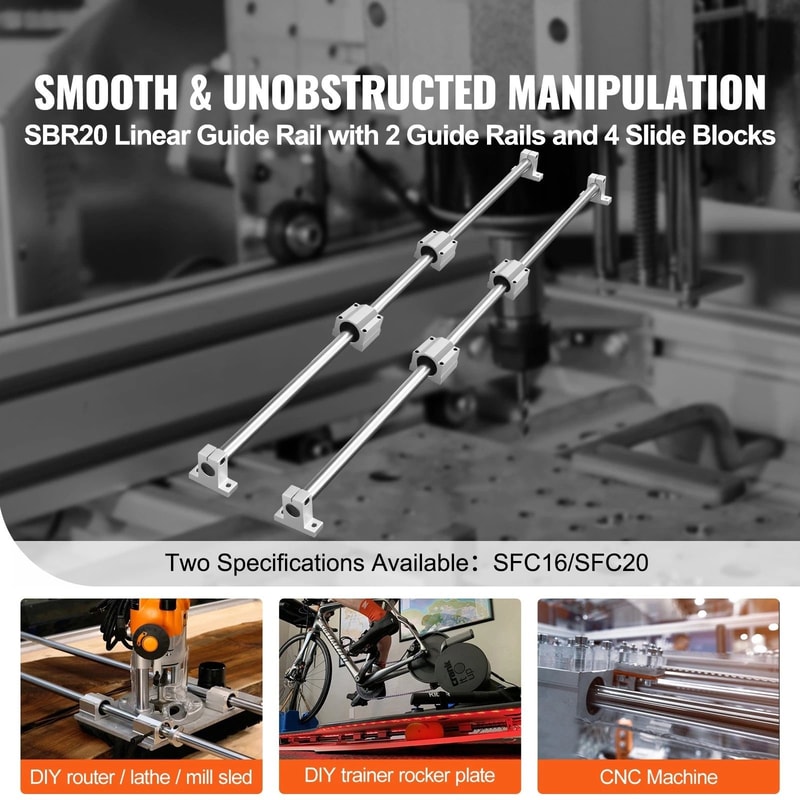 Linear Guide Rail Kit With SC20 Bearing Blocks For CNC DIY Motion Systems 9