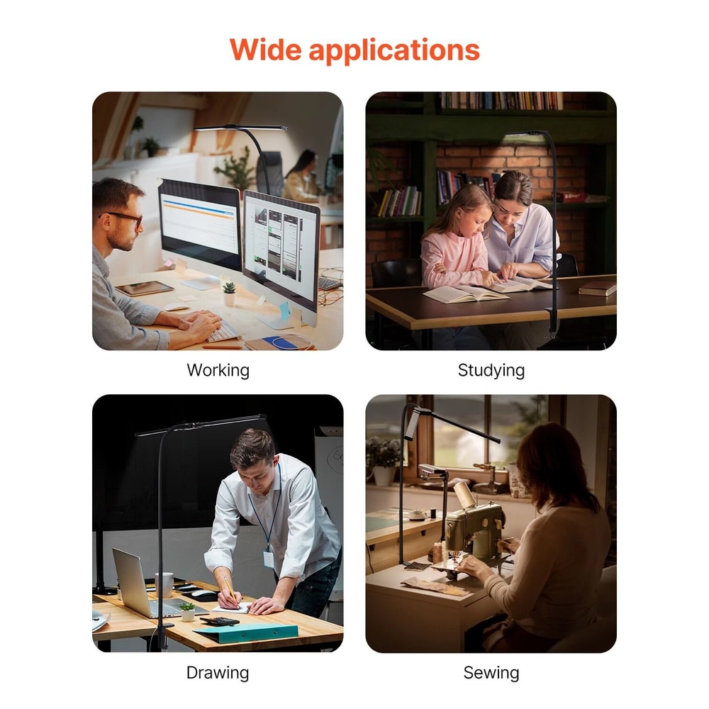 Double Head LED Desk Lamp With Clamp Adjustable Gooseneck Architect Light 4