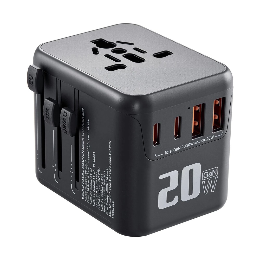 Universal Travel Adapter With USB C International Travel Plug Adapter 1