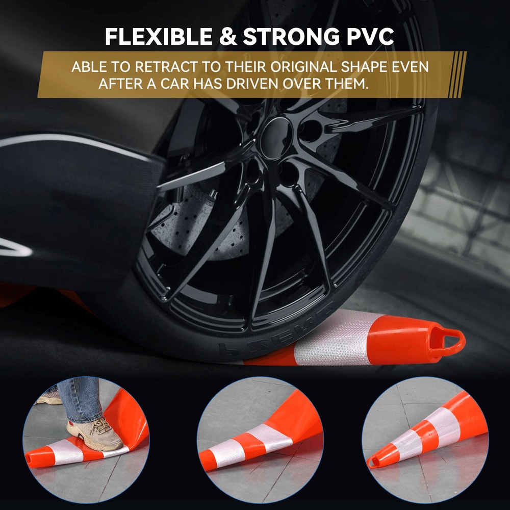 Traffic Safety Cones With Chain Reflective PVC Traffic Cones For Parking And Road Use 1