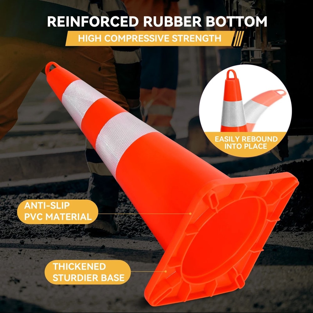 Traffic Safety Cones With Chain Reflective PVC Traffic Cones For Parking And Road Use 2