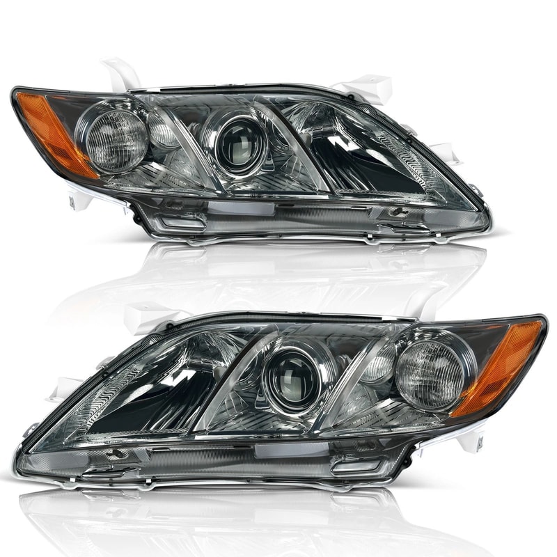 Toyota Camry Projector Headlight Assembly Pair Chrome Replacement 0