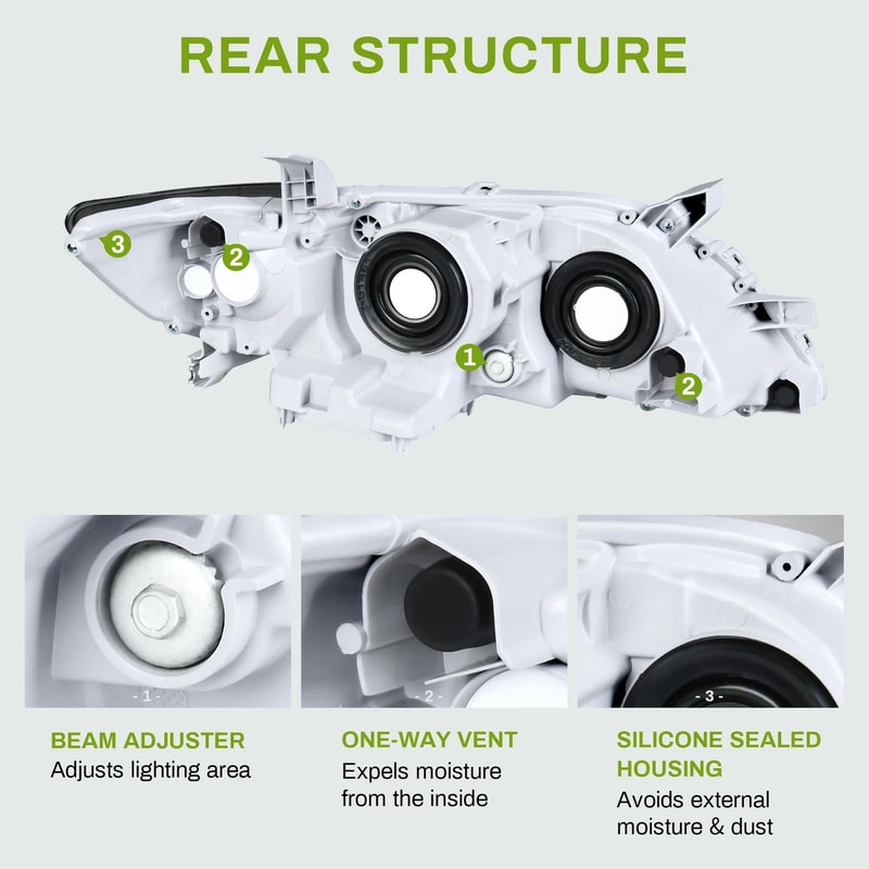 Toyota Camry Projector Headlight Assembly Pair Chrome Replacement 4