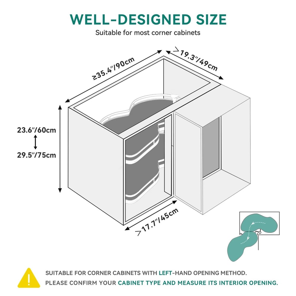 2 Tier Blind Corner Cabinet Organizer Soft Close Swing Tray For Cabinets 1