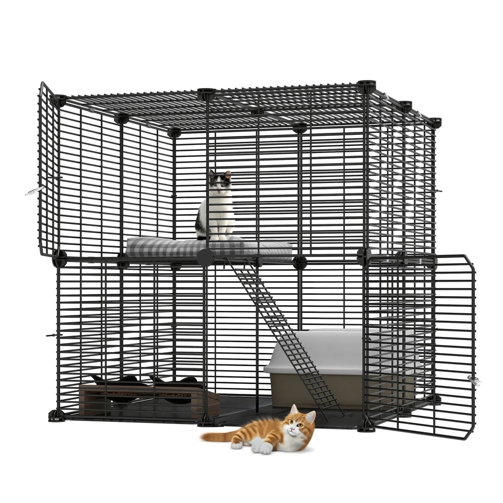 2 Tier Indoor Cat Cage DIY Cat Playpen For Kittens And Small Animals 4