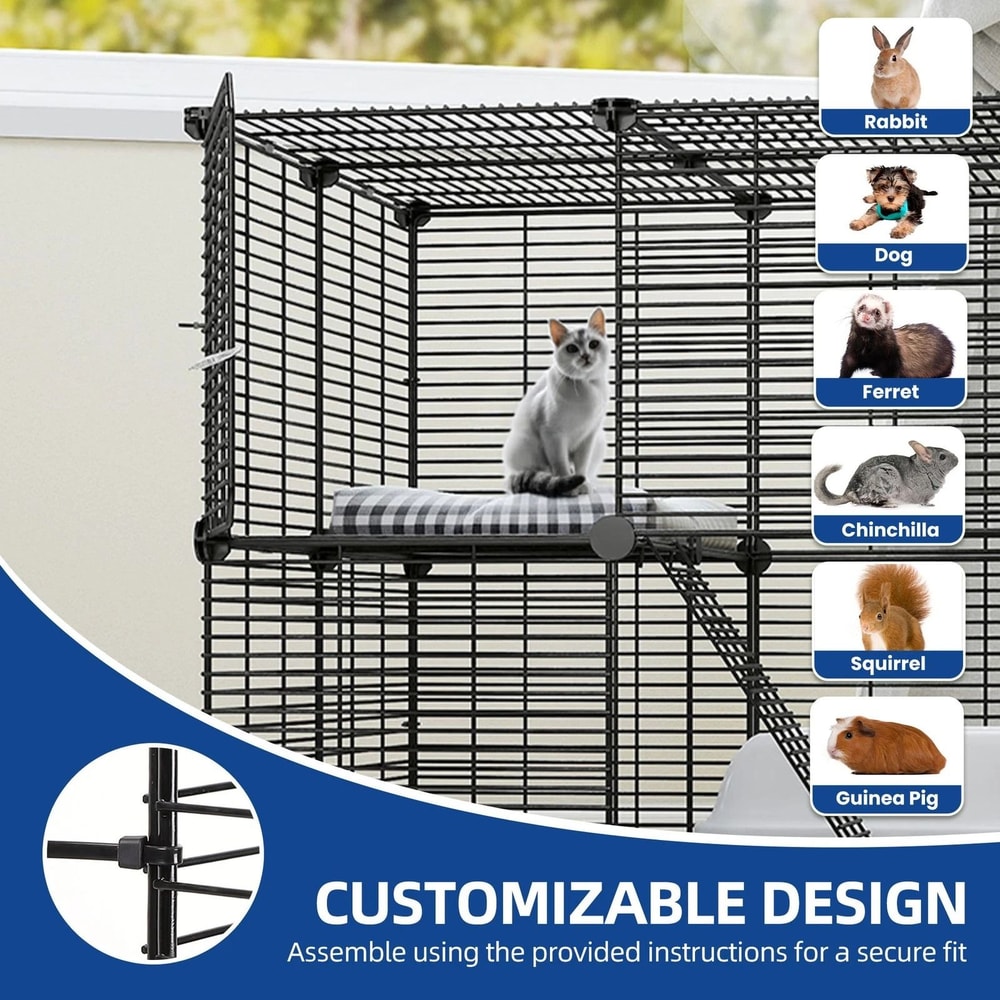 2 Tier Indoor Cat Cage DIY Cat Playpen For Kittens And Small Animals 5