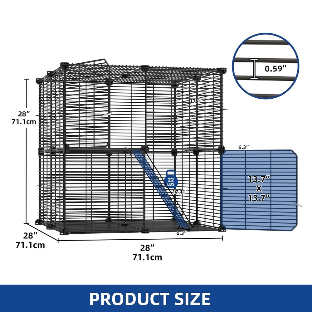 2 Tier Indoor Cat Cage DIY Cat Playpen For Kittens And Small Animals 7