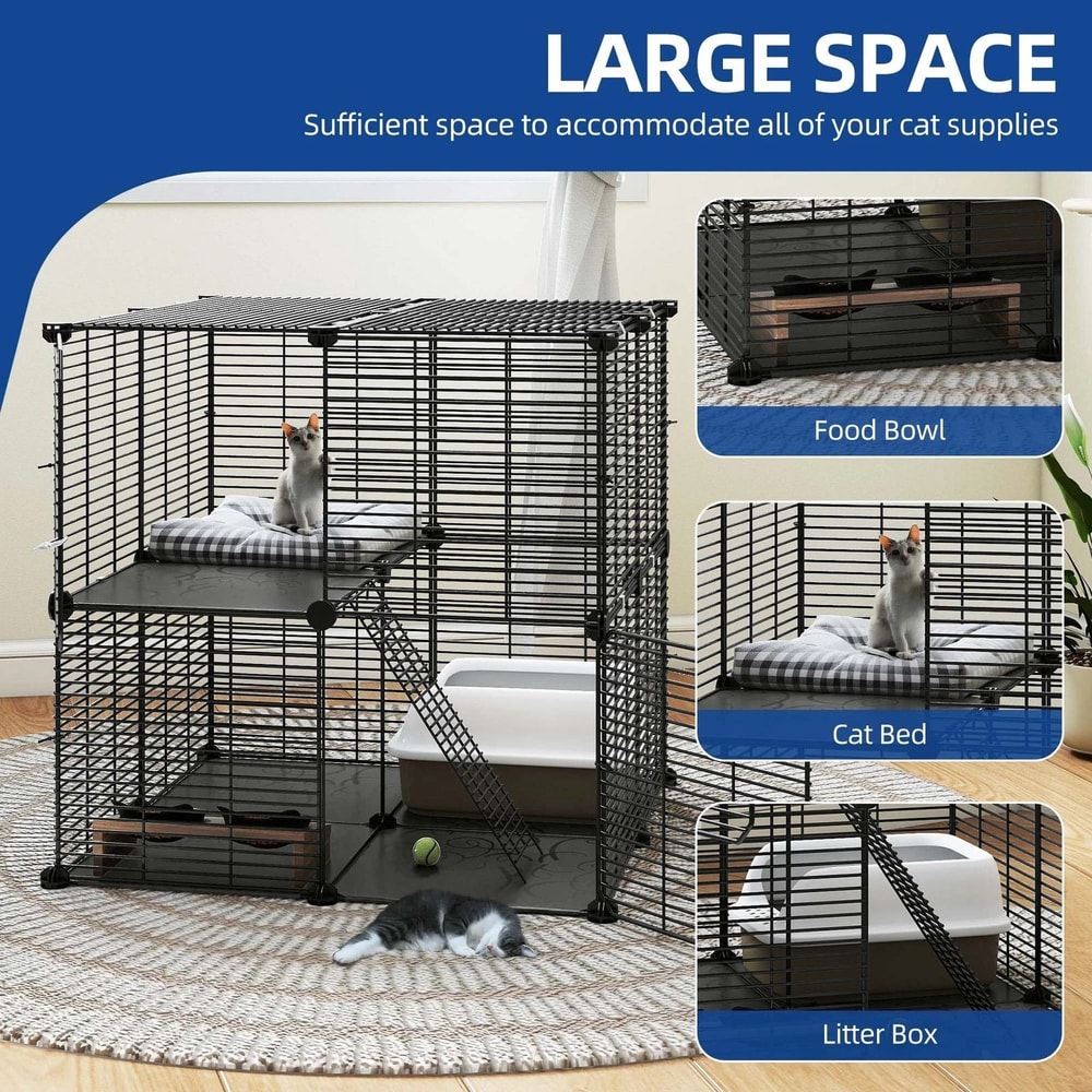 2 Tier Indoor Cat Cage DIY Cat Playpen For Kittens And Small Animals 8