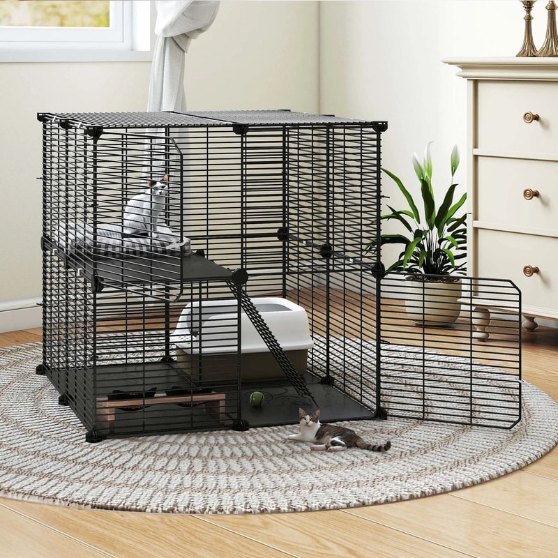 2 Tier Indoor Cat Cage DIY Cat Playpen For Kittens And Small Animals 0
