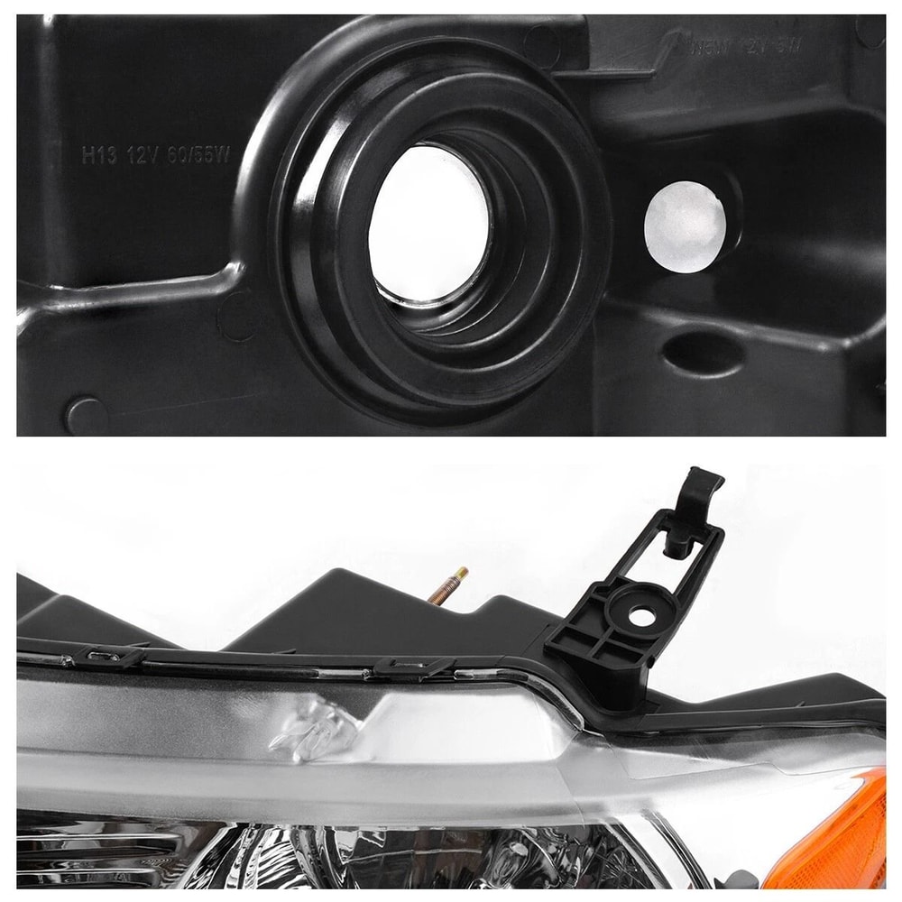 Ford Headlight Assembly Pair Chrome Amber Halogen Replacement 3