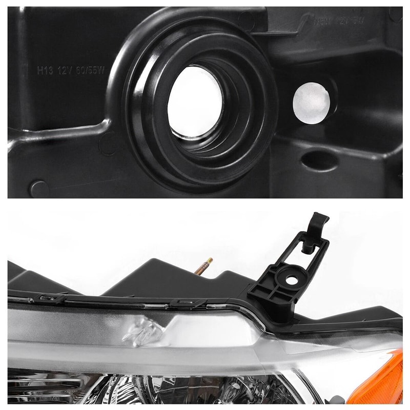 Ford Headlight Assembly Pair Chrome Amber Halogen Replacement 3