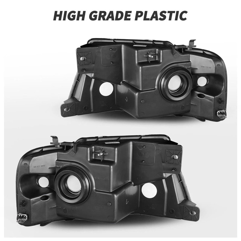 Ford Headlight Assembly Pair Chrome Amber Halogen Replacement 6