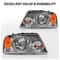 Ford Headlight Assembly Pair Chrome Amber Halogen Replacement 7