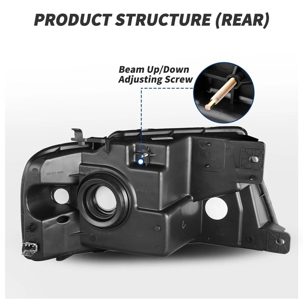Ford Headlight Assembly Pair Chrome Amber Halogen Replacement 8