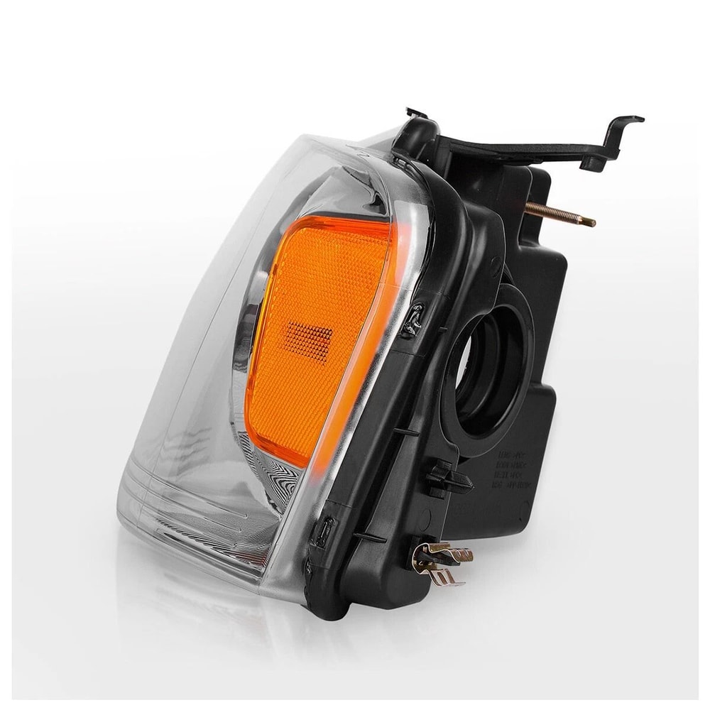 Ford Headlight Assembly Pair Chrome Amber Halogen Replacement 9