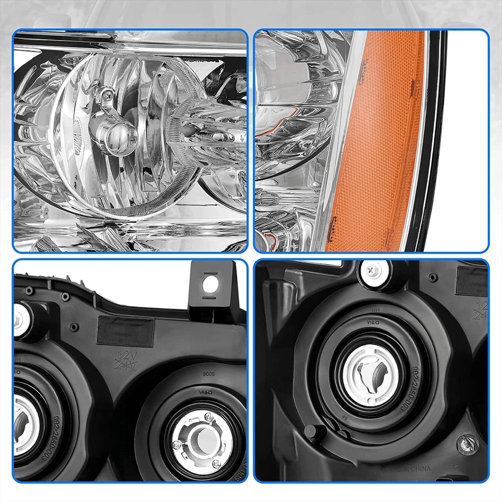 Oaurkea Chevy Tahoe Suburban Avalanche Headlight Assembly Pair Chrome Amber 2