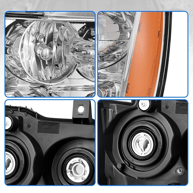 Oaurkea Chevy Tahoe Suburban Avalanche Headlight Assembly Pair Chrome Amber 2