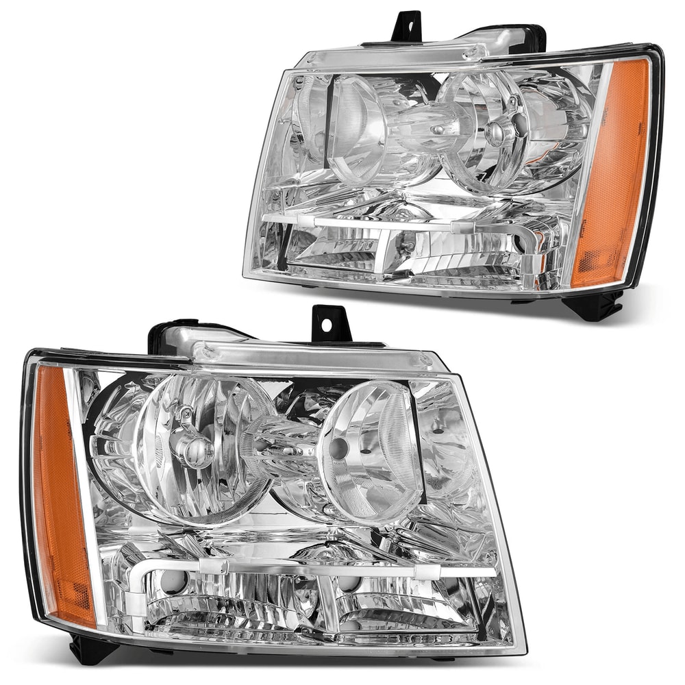 Oaurkea Chevy Tahoe Suburban Avalanche Headlight Assembly Pair Chrome Amber 0