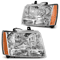 Oaurkea Chevy Tahoe Suburban Avalanche Headlight Assembly Pair Chrome Amber 0