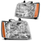 Oaurkea Chevy Tahoe Suburban Avalanche Headlight Assembly Pair Chrome Amber 0